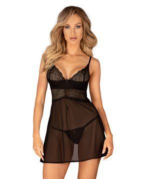 Эротический комплект Obsessive Chemeris babydoll & thong M/L, пеньюар и стринги SO9759 фото