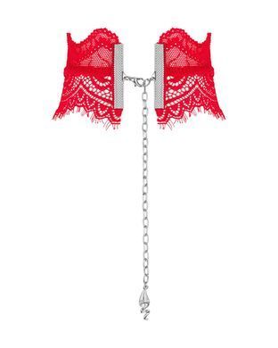 Широкий кружевной чокер Obsessive Bergamore choker, red SO7686 фото