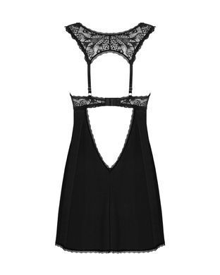 Сорочка бэби-долл с кружевом на груди Obsessive Donna Dream babydoll M/L Black, стринги SO8631 фото