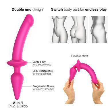 Анальная пробка с дилдо 2в1 Strap-On-Me SWITCH PLUG-IN DILDO Fuchsia L, диаметр 4,5/3,4 см SO6829 фото