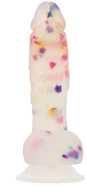 Фаллоимитатор с конфетти ADDICTION - PARTY MARTY 7.5&Prime; - FROST & CONFETTI, 19 см, силикон SO4532 фото