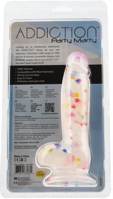 Фаллоимитатор с конфетти ADDICTION - PARTY MARTY 7.5&Prime; - FROST & CONFETTI, 19 см, силикон SO4532 фото