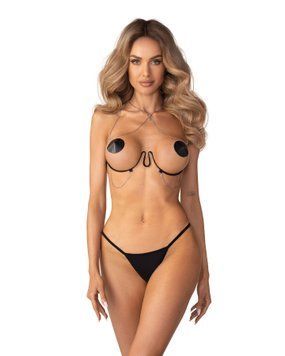 Украшение на тело Obsessive Lustique Black harness bra S/M/L SX3112 фото
