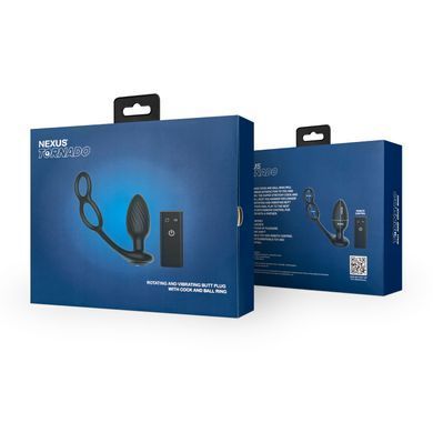 Анальная вибропробка Nexus Tornado Cock and Ball Ring вращение+вибрация, эрекционное кольцо, пульт SX2416 фото