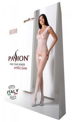 Бодистокинг с крыльями Passion BS098 One Size, white, средняя сетка, открытый доступ SO8937 фото