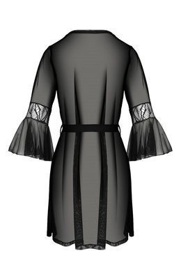 Пеньюар Passion LEAFA PEIGNOIR black S/M, длина чуть выше колена, широкие рукава, завязывается на пояс SX0507 фото