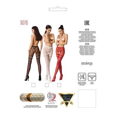 Сетчатые колготки с открытым доступом Passion S015 One Size, Red, имитация чулок и трусиков PSS015R фото
