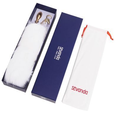 Металлическая анальная пробка Лисий хвост LOCKINK SEVANDA White Fox-Tail Anal Pear-shape Plug SX0865 фото