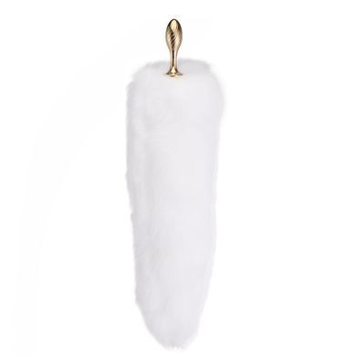 Металлическая анальная пробка Лисий хвост LOCKINK SEVANDA White Fox-Tail Anal Pear-shape Plug SX0865 фото