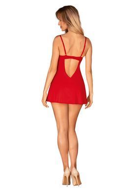 Пеньюар Obsessive Ingridia chemise & thong M/L, красный, сорочка, стринги SO9037 фото