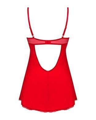 Пеньюар Obsessive Ingridia chemise & thong M/L, красный, сорочка, стринги SO9037 фото