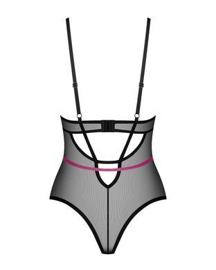 Боди Obsessive Novenes teddy, M/L, прозрачное, чашки на косточках, декор в виде лент SX0611 фото