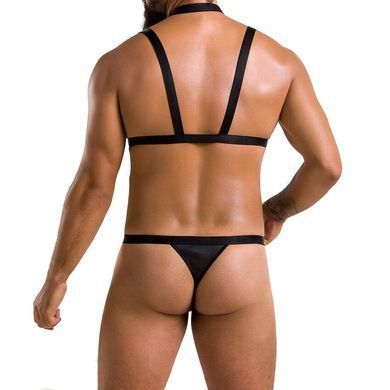 Комплект мужского белья из стреп Passion 039 SET ANDREW L/XL Black, стринги, шлейка SO7588 фото