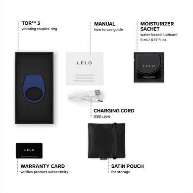 Эрекционное кольцо с вибрацией LELO Tor 3 Base Blue, управление со смартфона SX0701 фото