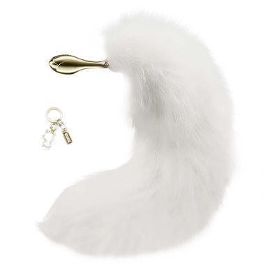 Металлическая анальная пробка Лисий хвост LOCKINK SEVANDA White Fox-Tail Anal Rose-shape Plug SX0866 фото