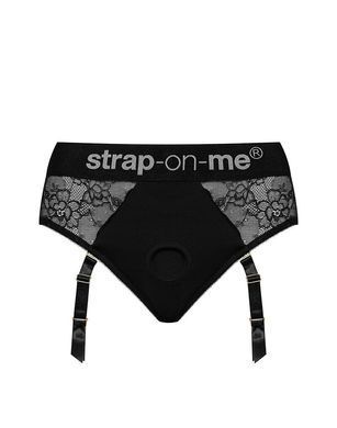 Кружевные трусы для страпона с подвязками для чулок Strap-On-Me DIVA HARNESS - XS SX2280 фото