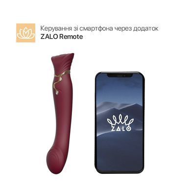 Смартвибратор 3в1 Zalo &mdash; Queen Set Wine Red, пульсирующая жемчужина и вакуум, кристалл Swarovski SO6662 фото