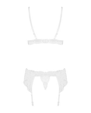 Кружевной комплект белья Obsessive 810-SEG-1 L/XL White, бюстгальтер, стринги, пояс для чулок SO7166 фото
