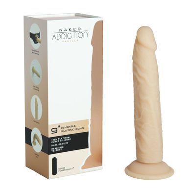 Фаллоимитатор Naked Addiction &mdash; 9&Prime; Silicone Dual Density Bendable Dildo Vanilla, вибропуля в подарок SO8906 фото