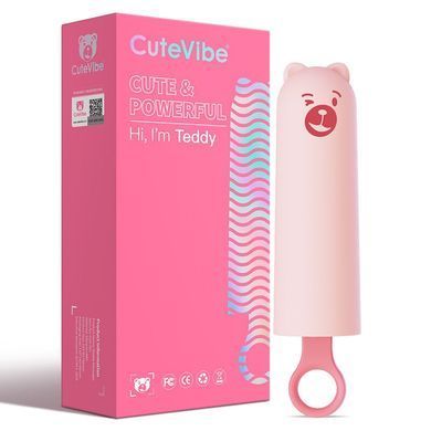 Вибратор CuteVibe Teddy Pink (Black Dildo), реалистичный вибратор под видом мороженого SO6547 фото