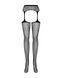 Сетчатые чулки-стокинги с цветочным рисунком Obsessive Garter stockings S207 S/M/L, черные SO7266 фото 5