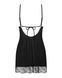 Пеньюар Obsessive Lobellis chemise & thong, XL/2XL, черный, кружевная отделка, стринги в комплекте SX1022 фото 4